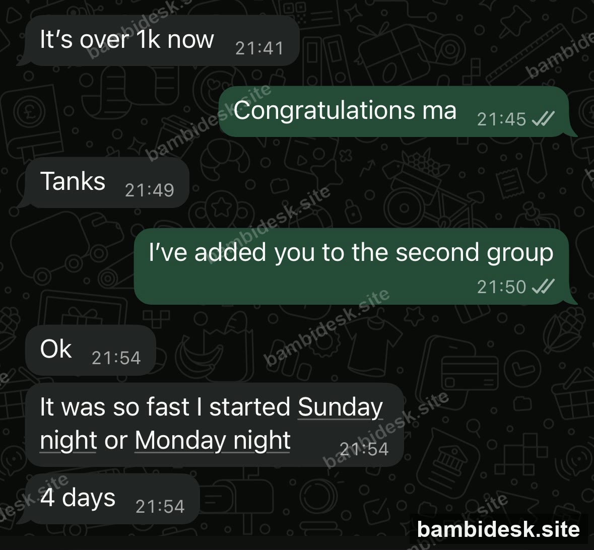 "It's over 1k now" - four days after starting